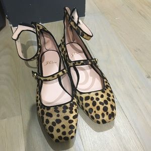 Poppy two-strap ballet flats in leopard calf hair